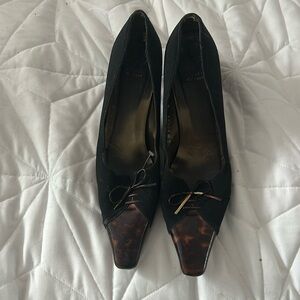 Stuart Weitzman 
Black with Tortoise shell look on toes